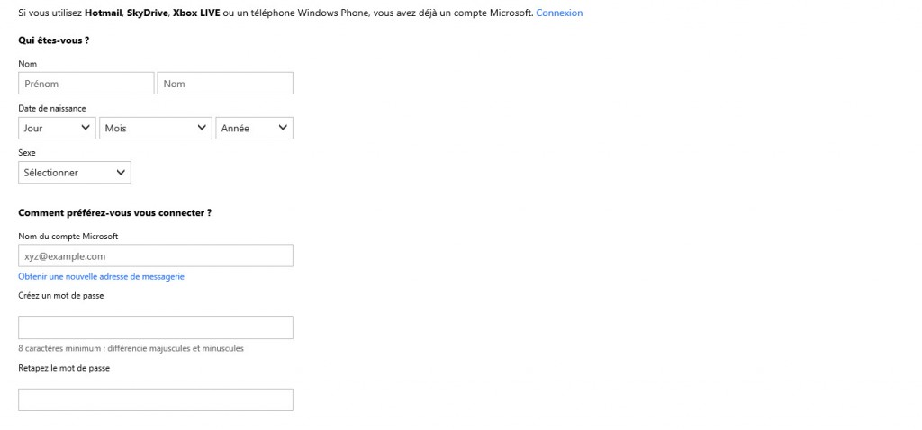 Compte Hotmail, SkyDrive, XBox Live