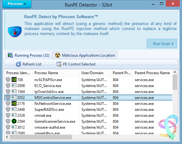 RunPe detector, virus, espions